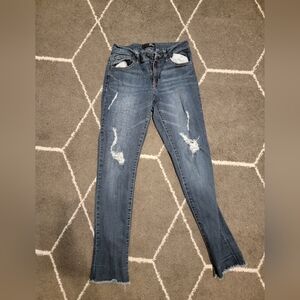 1822 Denim Blue Skinny Jeans with Distressed Details